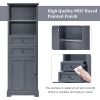 Bathroom Storage Cabinet, Tall Storage Cabinet with Two Drawers, Open Storage, Adjustable Shelf