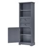 Bathroom Storage Cabinet, Tall Storage Cabinet with Two Drawers, Open Storage, Adjustable Shelf