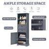 Bathroom Storage Cabinet, Tall Storage Cabinet with Two Drawers, Open Storage, Adjustable Shelf