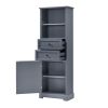 Bathroom Storage Cabinet, Tall Storage Cabinet with Two Drawers, Open Storage, Adjustable Shelf