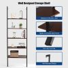 5-Tier Wood Look Ladder Shelf with Metal Frame for Home