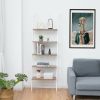 5-Tier Wood Look Ladder Shelf with Metal Frame for Home