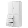 Tall and Wide Storage Cabinet with Doors for Bathroom/Office, Three Drawers