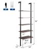 5-Tier Wood Look Ladder Shelf with Metal Frame for Home