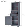 Bathroom Storage Cabinet, Tall Storage Cabinet with Two Drawers, Open Storage, Adjustable Shelf