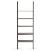 5-Tier Wood Look Ladder Shelf with Metal Frame for Home