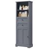 Bathroom Storage Cabinet, Tall Storage Cabinet with Two Drawers, Open Storage, Adjustable Shelf