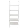5-Shelf Wood Ladder Bookcase with Metal Frame Industrial 5-Tier Modern Ladder Shelf