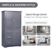 Tall and Wide Storage Cabinet with Doors for Bathroom/Office, Three Drawers