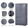 Tall and Wide Storage Cabinet with Doors for Bathroom/Office, Three Drawers
