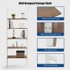 5-Tier Wood Look Ladder Shelf with Metal Frame for Home